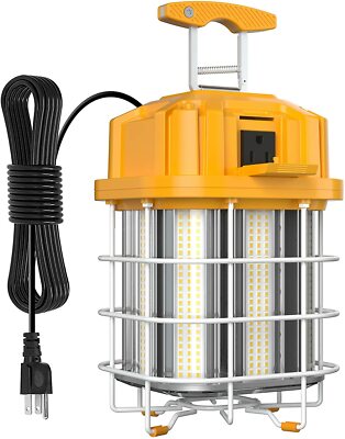 New LED Temporary Work Light 100W Linkable Construction Jobsite Lamp Plug-n-Play