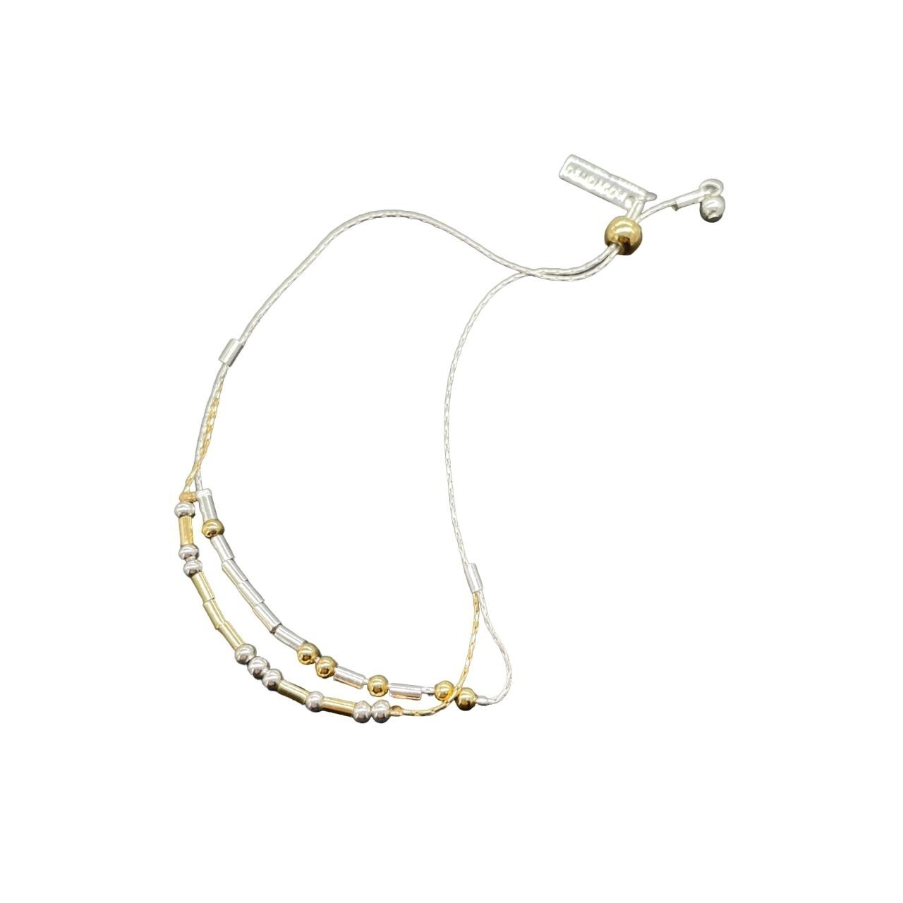 Demdaco Morse Code Bracelet Silver Gold Tone Bead… - image 1
