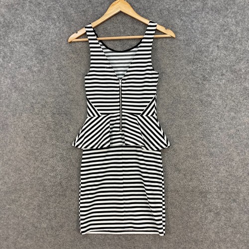 Dotti Womens Dress Size 6 White Striped Sleeveless Pencil Bodycon Stretch 23114 - Picture 9 of 12
