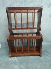 Two Tier Vintage Newspaper Magazine Wooden Rack 23" x 16" x 11" 