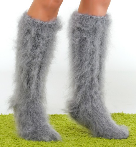 Thick mohair socks hand knit leg warmers soft fuzzy wool leg warmers SUPERTANYA - Picture 43 of 67