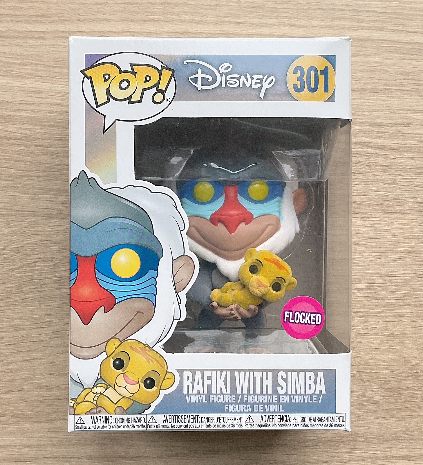 Funko Pop Disney El Rey León Rafiki Con Simba Flocado #301 + Protector Gratis