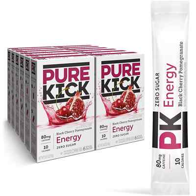 PURE KICK Energy Singles To Go Drink Mix, Black Cherry Pomegranate, 72 Packets