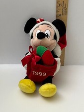 1999 Disney World Mickey Mouse Stuffed Animal - Christmas Plush 9" w/Candy Cane