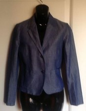 Nwot Sisley Chambray Fitted Two Button Jacket Unlined Blazer Sz It 38