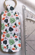 Lip Gloss Keychain Holder Lipstick Balm Portable key ring travel parrots leaf