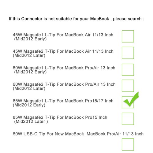 L type AC Power Adapter Charger for MacBook Air Pro A1172 A1244 A1370 A1269 1184 - Picture 20 of 41