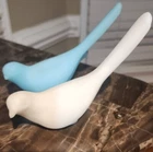 Vintage Fenton Blue and White Satin Glass Birds of Happiness Figurines