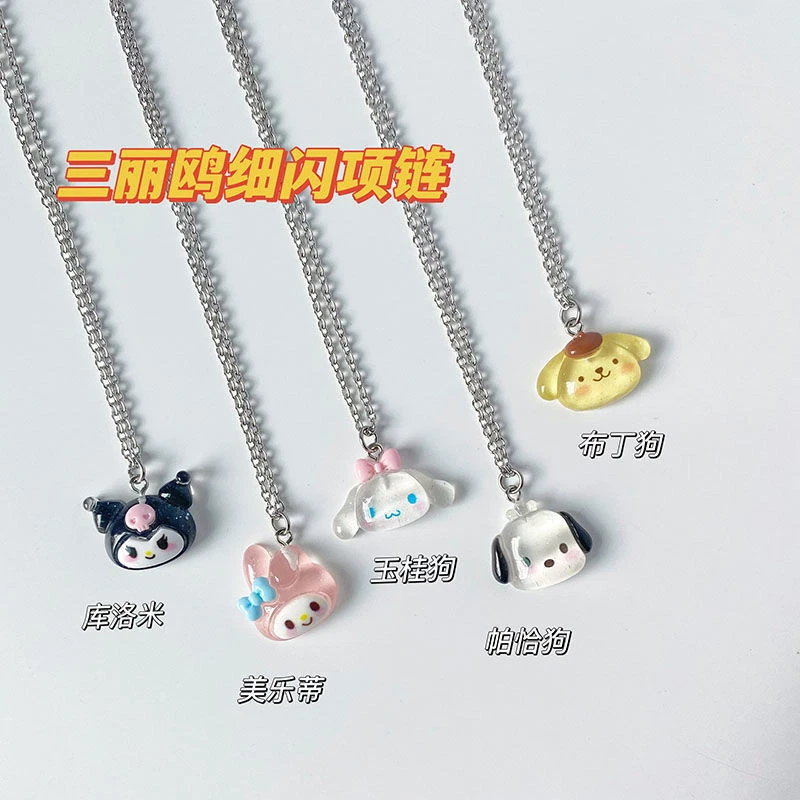 Kawaii Sanrio Kuromi Melody Necklace Chain Y2k Pendant Girls Gift