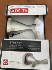 Delta Stryke Double Robe Hook Stainless Steel Finish 77638-SS NIB Free Shipping
