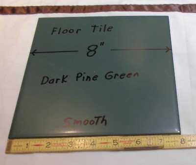 1 pc.  Dark Pine Green: Ceramic Floor Tile, 8'' Smooth Matte Surface, 7-13/16'' Sq