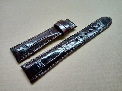 19mm/16mm Brown Alligator Crocodile Embossed Leather Watch Strap Band