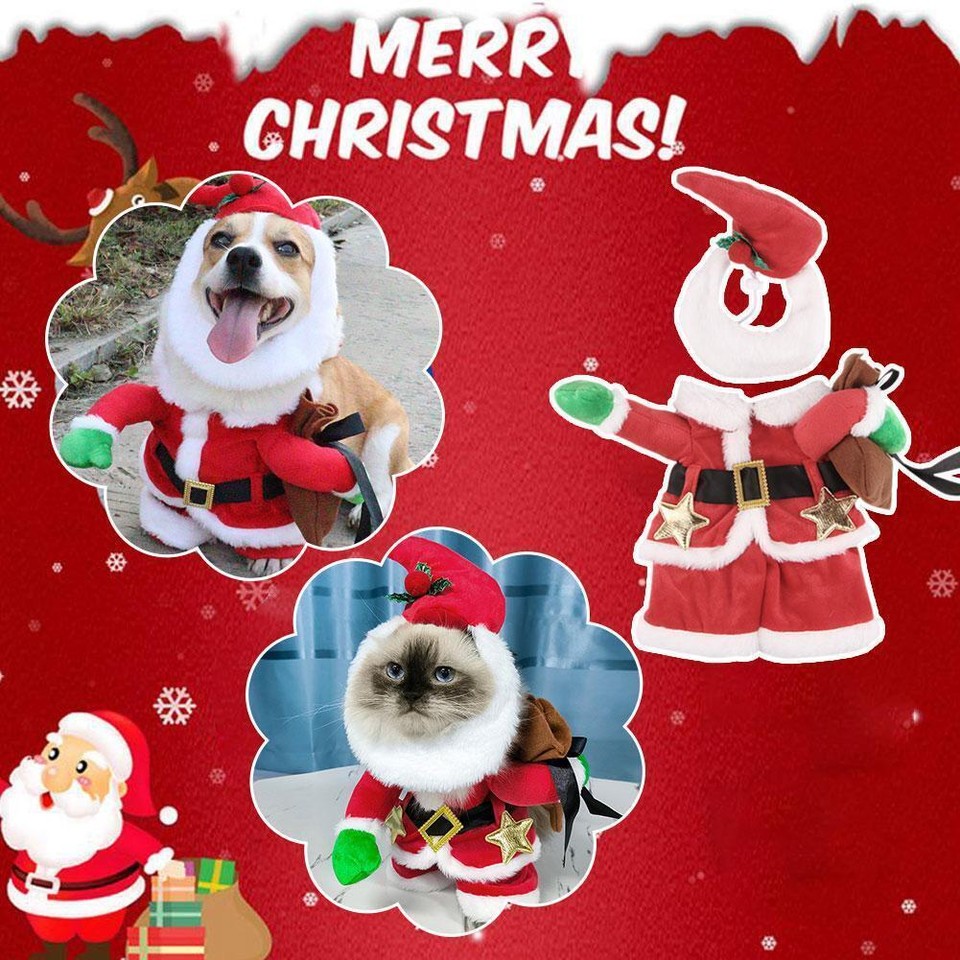 Xmas Pet Funny Clothes Warm Coat Puppy Dog Clothes D1P2 Standing Co
