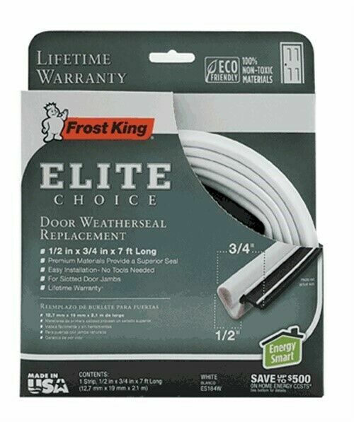 Frost King ES184W Weatherseal Replacement 3/4in Wide X 5/8in Thick 84in