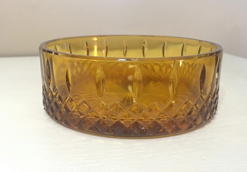 Vintage Indiana Glass Diamond Pattern Candy Trinket Dish Decor Amber Brown Round - Picture 2 of 7