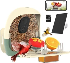 Smart Bird Feeder with Camera Solar Powered, 2K HD AI Identify 10000+ Species