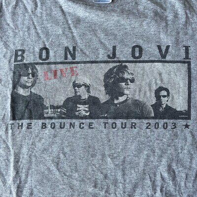 VINTAGE Bon Jovi T-Shirt XL Bounce Tour 2003 Gray 2-Sided
