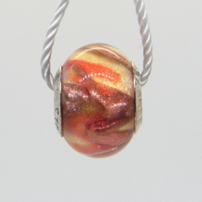 .925 STERLING SILVER PERSONA CHARM GOLD RED WAVED MURANO GLASS NEW H12467PM B17