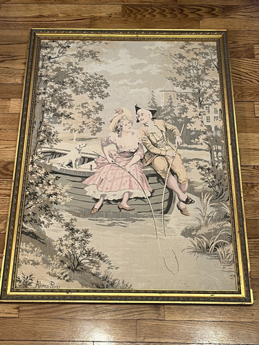 Antiker gewebter Wandteppich D'apres Alonso Perez, ~ 27,25 x 36,5 Zoll in Rahmenfarbe - Bild 1 von 23