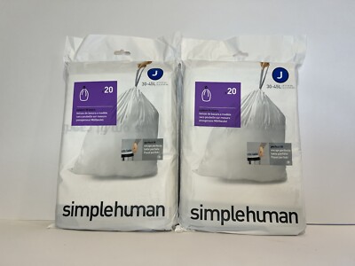 Simplehuman Custom Fit Liners Size J 30-45L (8-12 Gal. US) Lot Of 2 (40 bags)