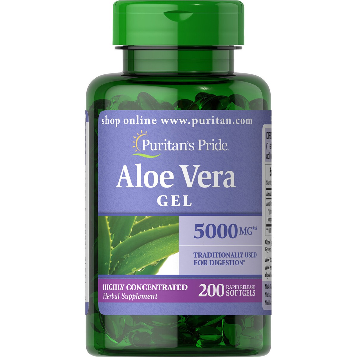 Puritan's Pride Aloe Vera Extract 5000 mg Softgels 200 Count..+ | eBay