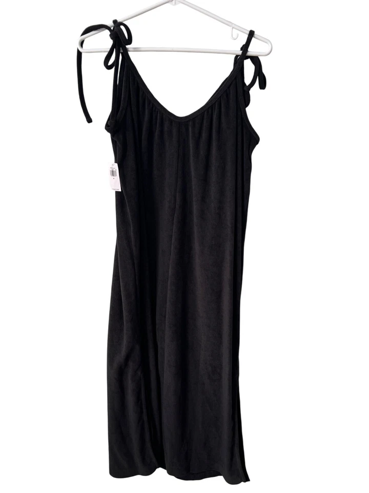 Vestido Columpio Midi con Correa de Corbata Azul Marino Antiguo Talla Mediana Sin Mangas Negro Verano Elegante NUEVO Foto 2 de 4