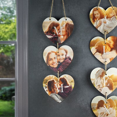 Personalisiertes individuelles hängendes Wandherz Wohnschmuck Name und eigenes Foto