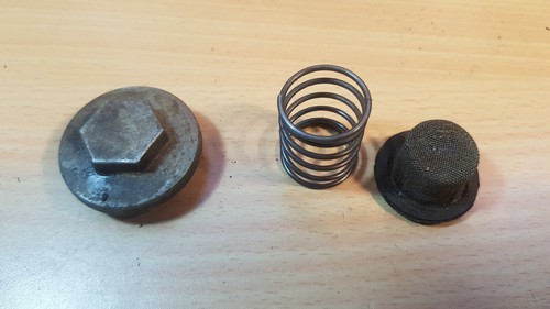 1984 Honda ATC200M Oil Filter Screen, Spring, & Cap - Picture 2 of 6