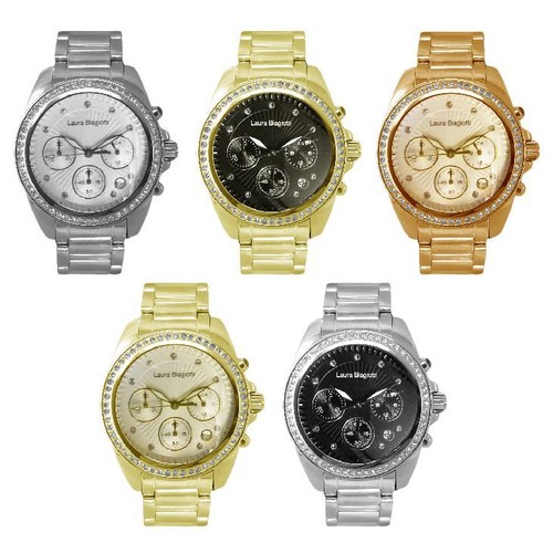 Orologio Chrono LAURA BIAGIOTTI Cassa e Cinturino in Acciaio con Cristalli  | eBay