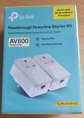 TP-LINK AV600 Powerline Adapter mit AC Pass Through Starter Kit (TL-PA4010PKIT)