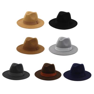 Damenmode Kirche Fedora Hut klassisch Band Band Gürtel Filzhut