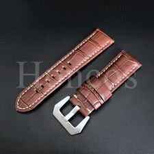 20MM 22MM 24MM 26MM Men's Genuine Leather Watch Strap Band Brown Alligator Grain
