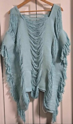 Ciera Lauren Ocean Waves Open Weave Top Green Blue