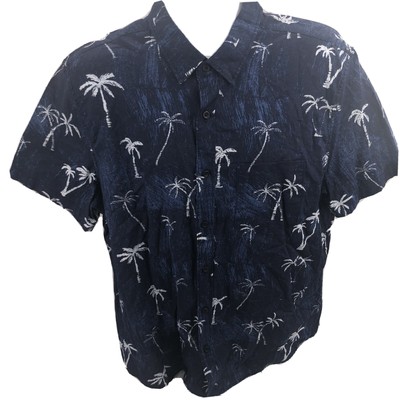 Short Sleeve Blue Palm Tree Print 