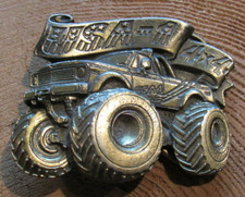 Vintage 1984 USA - 1 Monster Truck 4 x 4 Belt Buckle Brass Very Rare USA made