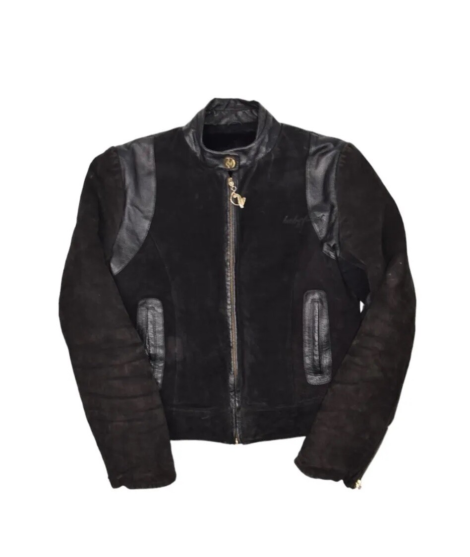Baby Phat Jacket Womens Small Black Suede Leather Faux Fur Lined