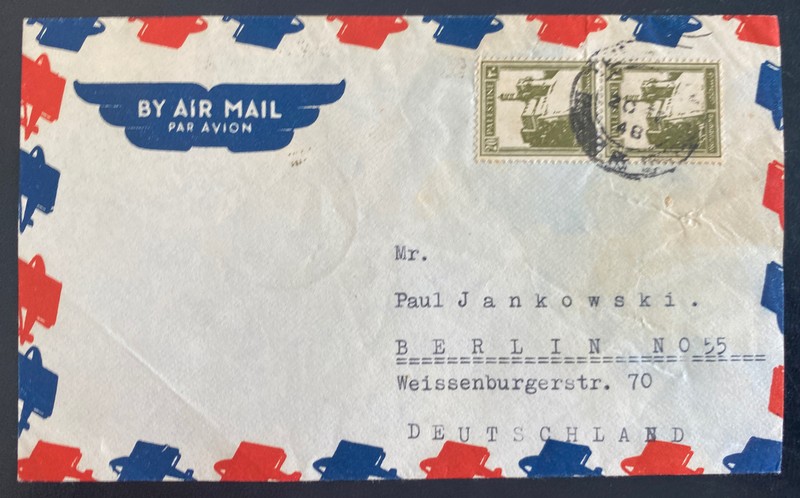 1948 Tel Aviv Palestine Airmail Cover To Berlin Germany