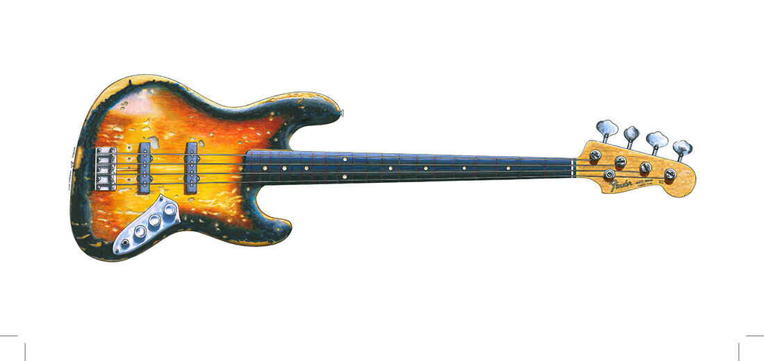 Jaco Pastorius' unrestored Fender Jazz 'Bass Of Doom' Greeting Card, DL size