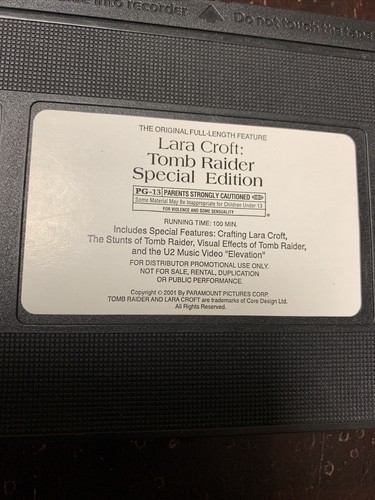 Lara Croft Tomb Raider Special Edition VHS Movie Tape & U2 Music Video Promo - Picture 2 of 12