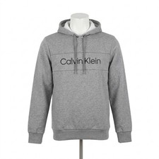 Calvin Klein Men's Long Sleeve Iconic Logo Piping Pullover Hoodie Medium Grey
