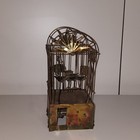 Vintage KTC Automated Bird Cage Brass Metal Folk Art Music Box Plays Yellow Bird — photo 3