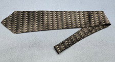 J. Ferrari 100 Silk Tie Black / Silver Waves JF J Ferrar Narrow Necktie Italy