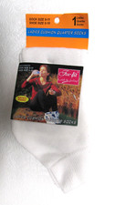 NEW Tru-Fit Ladies Cushion Quarter Socks 1 Pair Sz 5-10 White Cotton Blend