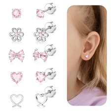 Hypoallergenic Earrings for Girls,Toddler Screw Back Small, Pink