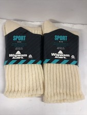 Two Pairs VTG Socks Wigwam NOS 80s Sport Cushee Ankle White 6-8Cotton Blend USA