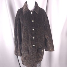 St. John Sport Coat Womens L Brown Paisley Quilted Velvet Lined Made In USA