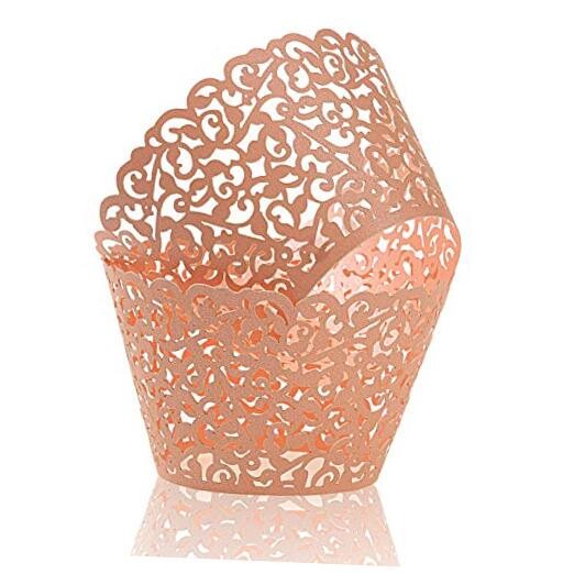 Pack of 120 Cupcake Wrappers Artistic Bake Cake Paper Cups Vine Designed Pink-image