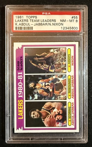 1980-81 Topps #55 Kareem Abdul Jabbar / Nixon (HOF) PSA 8 NM-MT (Nice!)