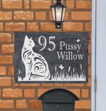 Personalised cat slate door plaque, sign, House slate, engraved,