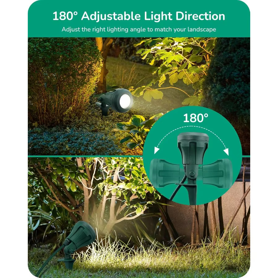 120V Waterproof LED Outdoor Spotlight with 5 Extra Color Lenses for Yard Flag Tr